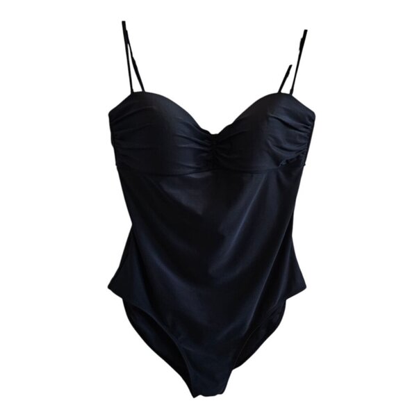 Old Navy Black Cinch Front Adjustable Straps Soft Cup One Piece Swimsuit XXL - Picture 1 of 12